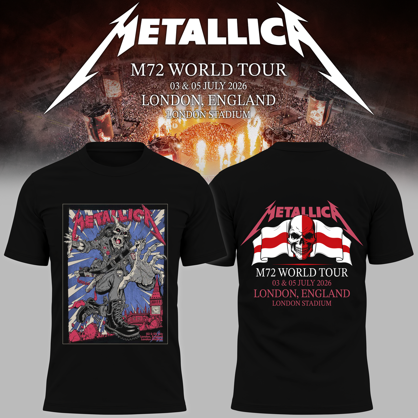 Metallica 2026 M72 World Tour London, England Special T-shirt | QH80