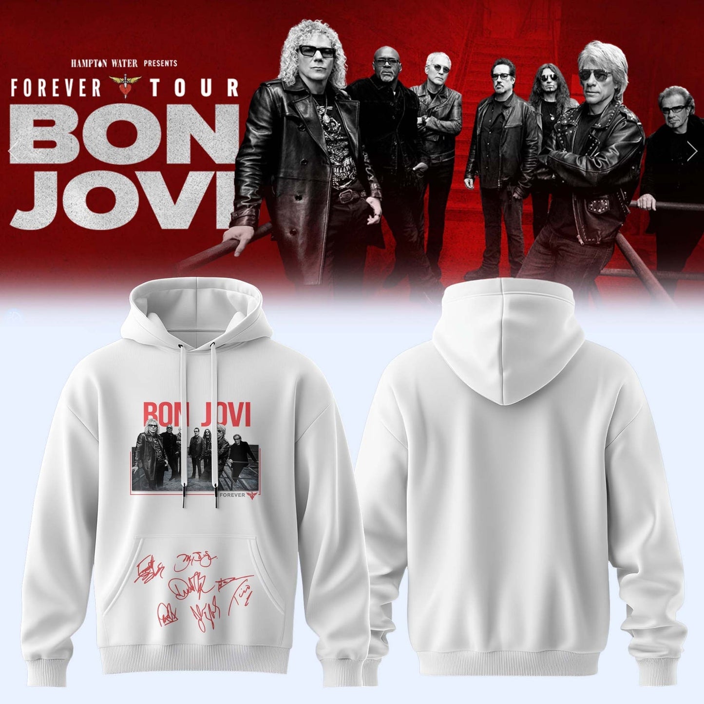 Bon Jovi Forever Tour Signature Collection Limited Edition Hoodie Rock Band Merchandise