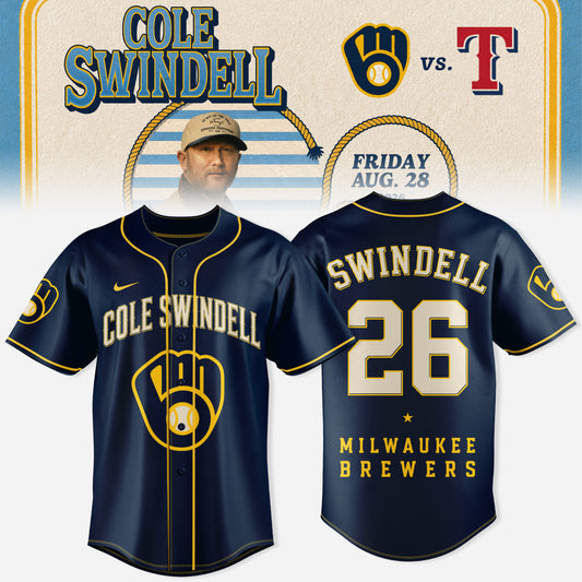Cole Swindell x Milwaukee Brewers 3D All-Over Print Baseball Jersey V1