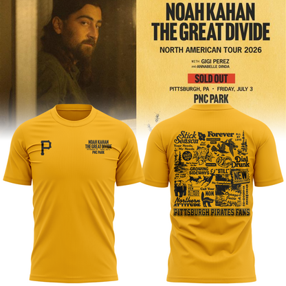Limited Edition Pittsburgh Pirates x Noah Kahan Yellow Tshirt 2026 | BK53