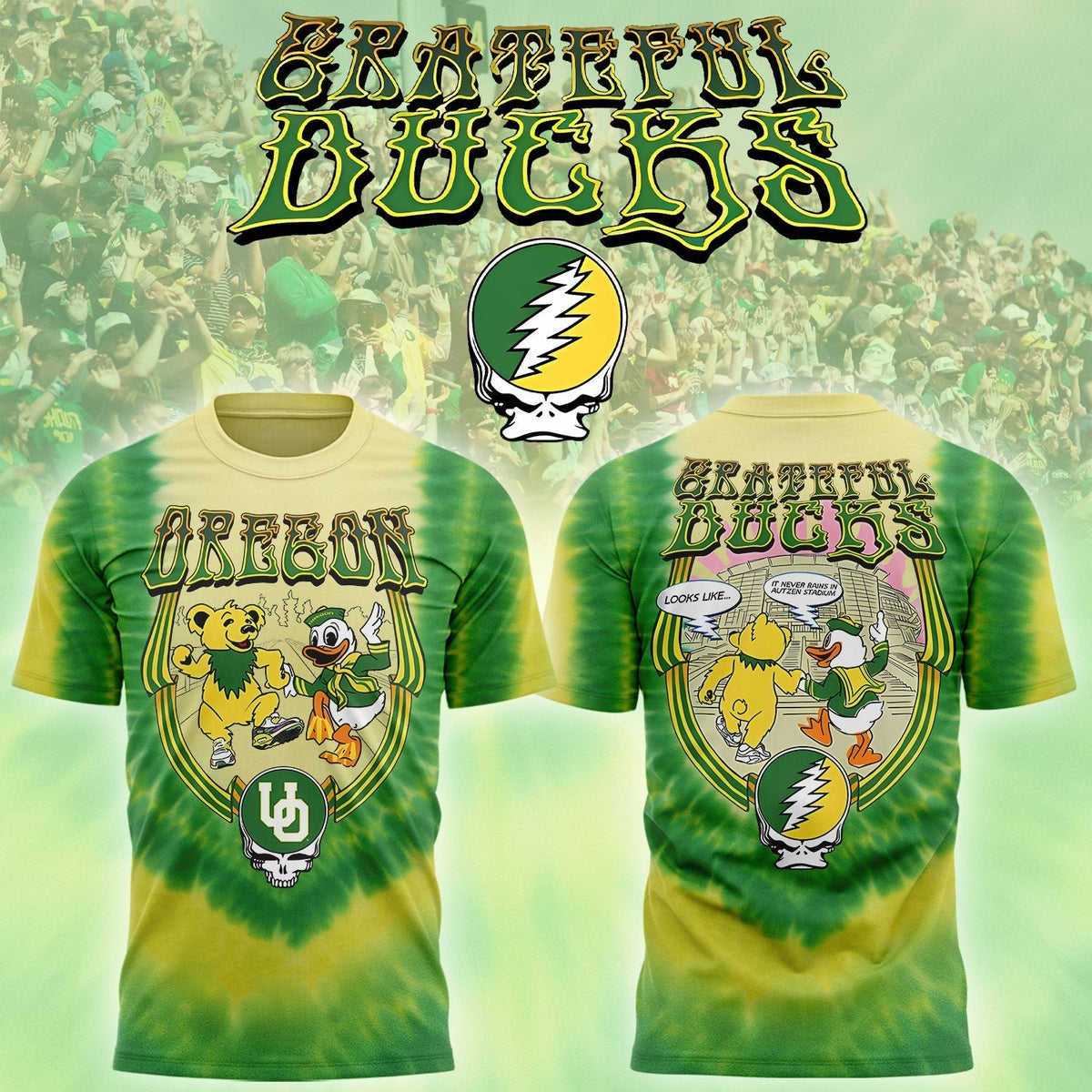 Special Edition Grateful Ducks Tshirt, Oregon Ducks Football Limited Edition T-shirt