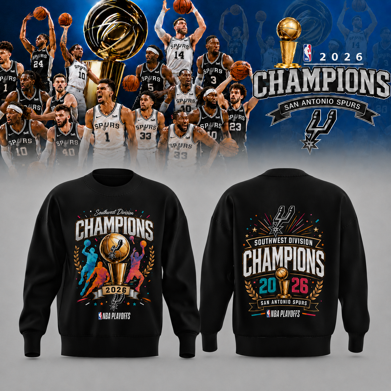 Spurs 2026 NBA Champions White Sweatshirt | NG36