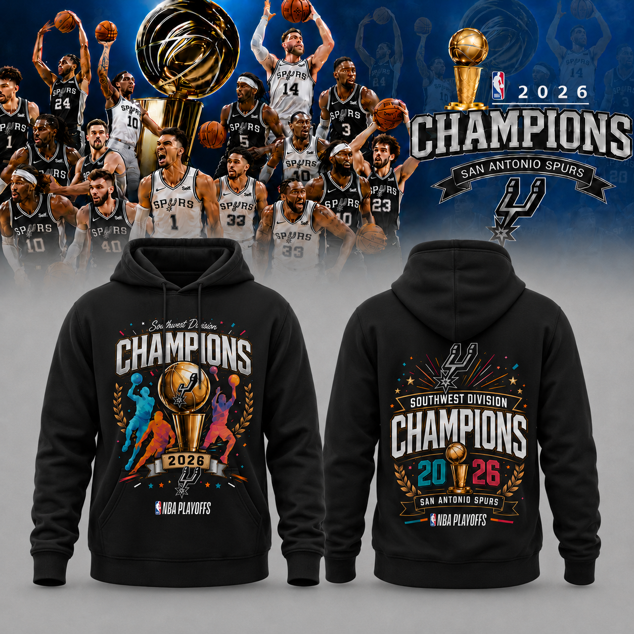 Spurs 2026 NBA Champions Hoodie Black Edition | DD56