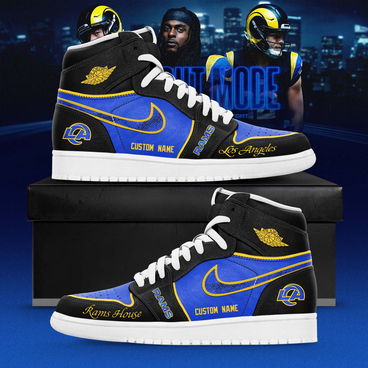 "FREE SHIPPING" - Los Angeles Rams Midnight Blue 2025 Rivalries Special AJ1 Sneaker