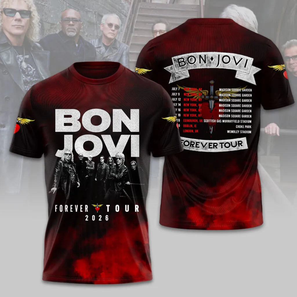 Bon Jovi Forever Tour 2026 Limited Edition T-Shirt Concert Apparel