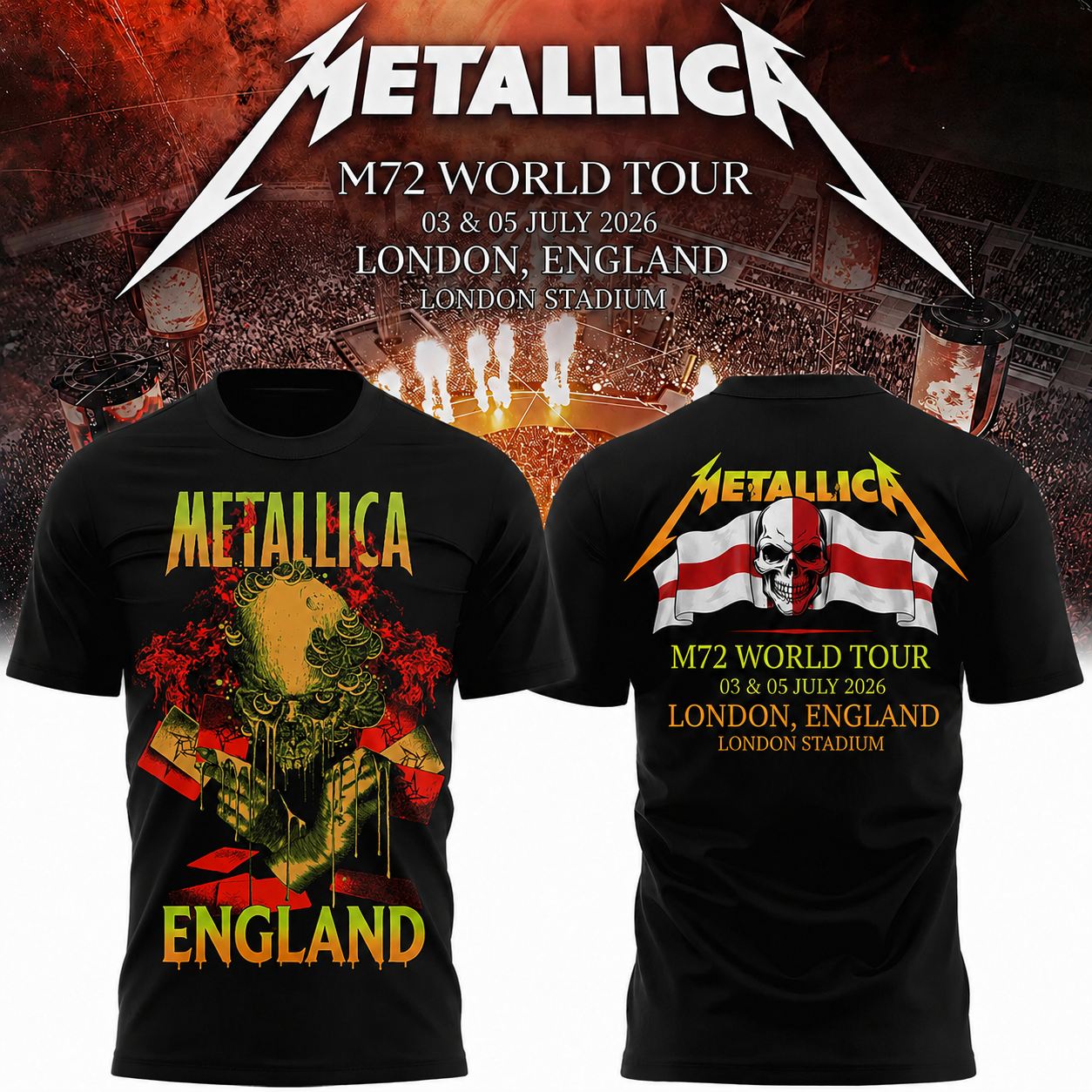 Metallica 2026 M72 World Tour London, England Special T-shirt | WK57