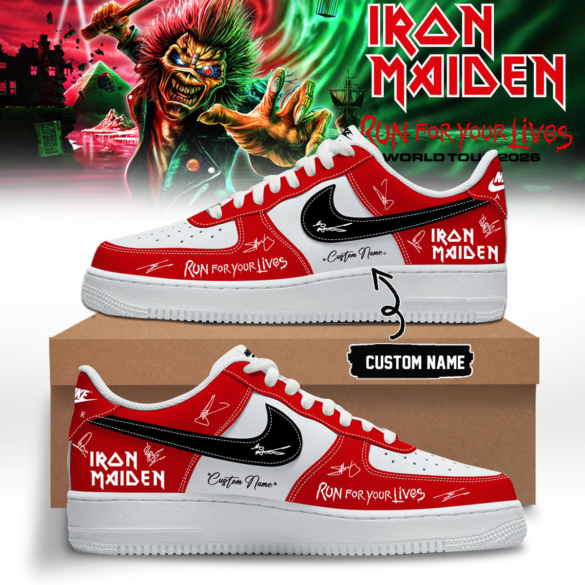 Iron Maiden - Run For Your Lives World Tour Shoes AF1 | YD33