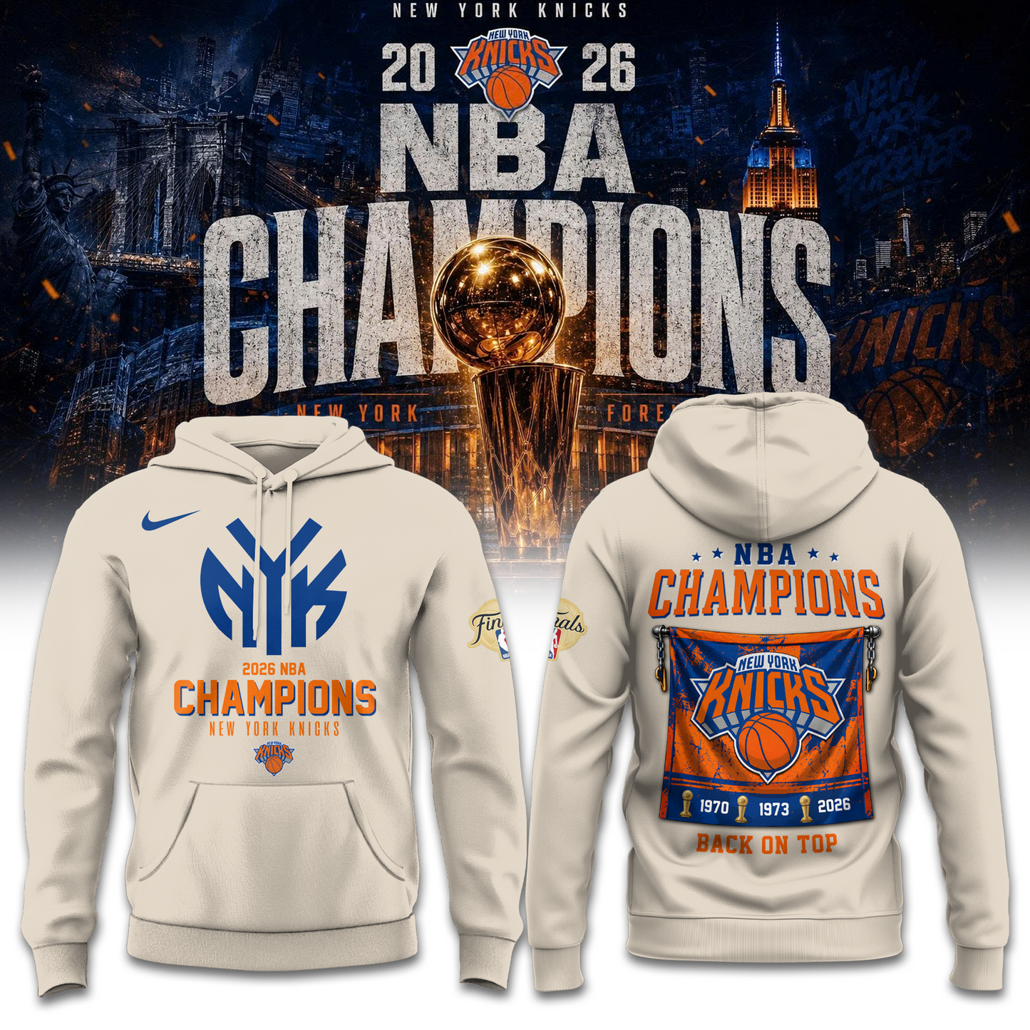 New York Knicks Basketball NBA Rings Champions Hoodie | XP70