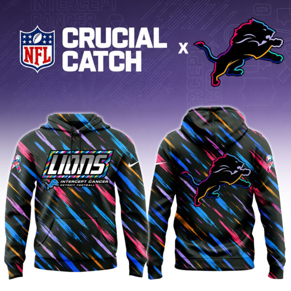 Men's Black Detroit Lions 2026 Crucial Catch Sideline Standard Issue Dri-FIT Pullover Hoodie