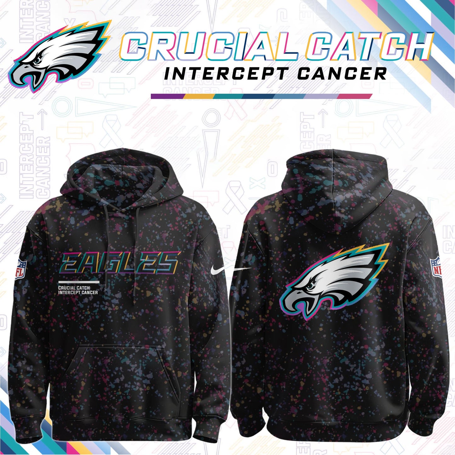 Men's Black Philadelphia Eagles 2026 Crucial Catch Sideline Standard Issue Dri-FIT Pullover Hoodie