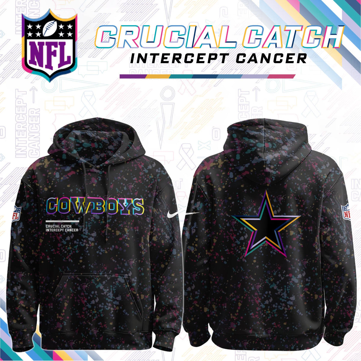 Men's Black Dallas Cowboys 2026 Crucial Catch Sideline Standard Issue Dri-FIT Pullover Hoodie | DM70