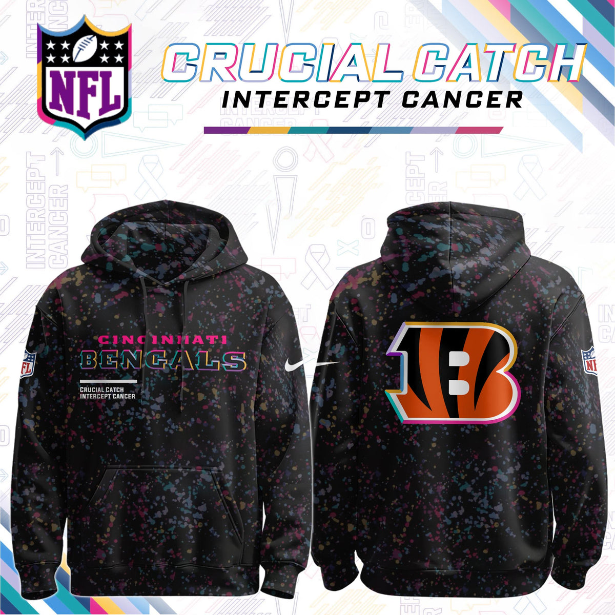 Men's Black Cincinnati Bengals 2026 Crucial Catch Sideline Standard Issue Dri-FIT Pullover Hoodie
