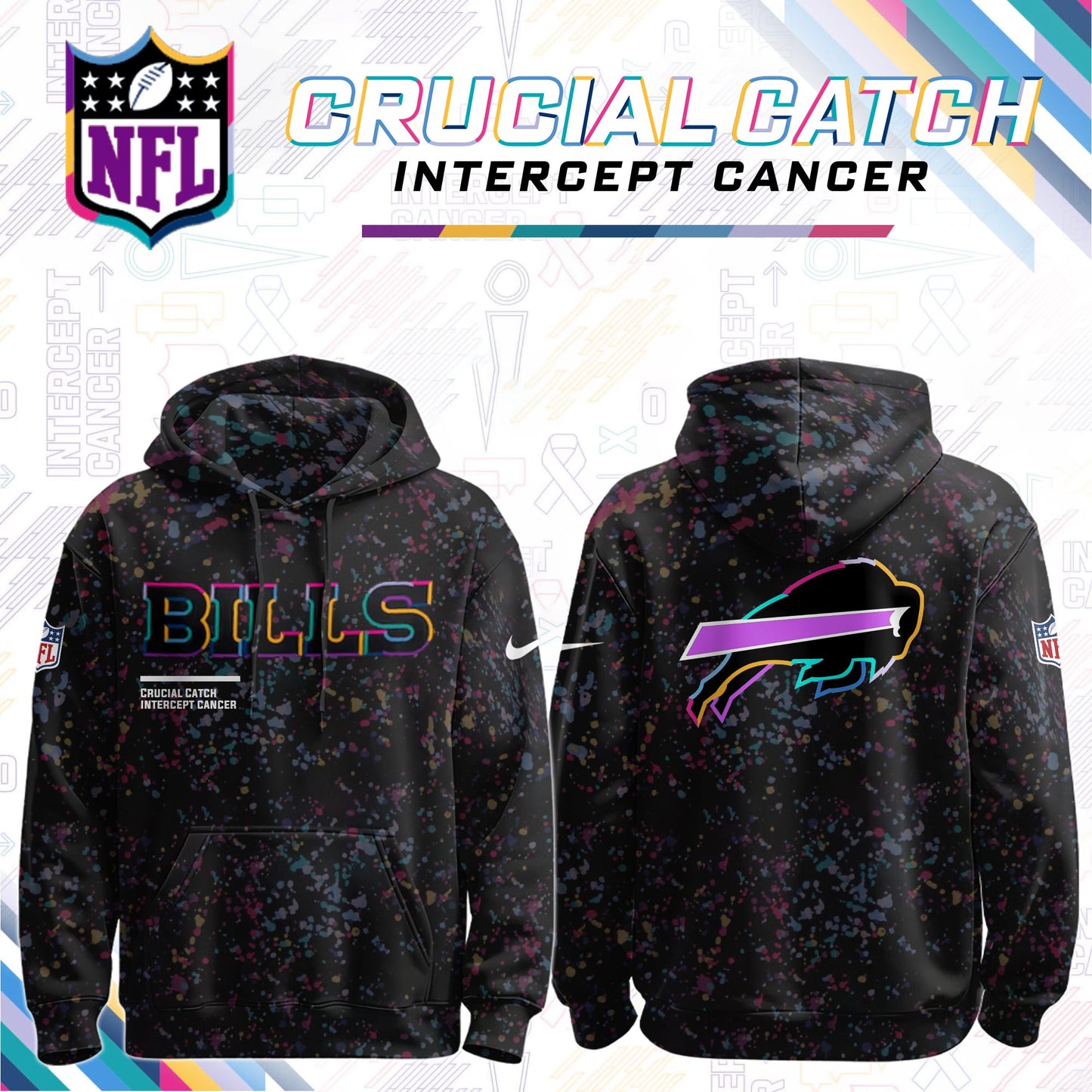 Men's Black Buffalo Bills 2026 Crucial Catch Sideline Standard Issue Dri-FIT Pullover Hoodie
