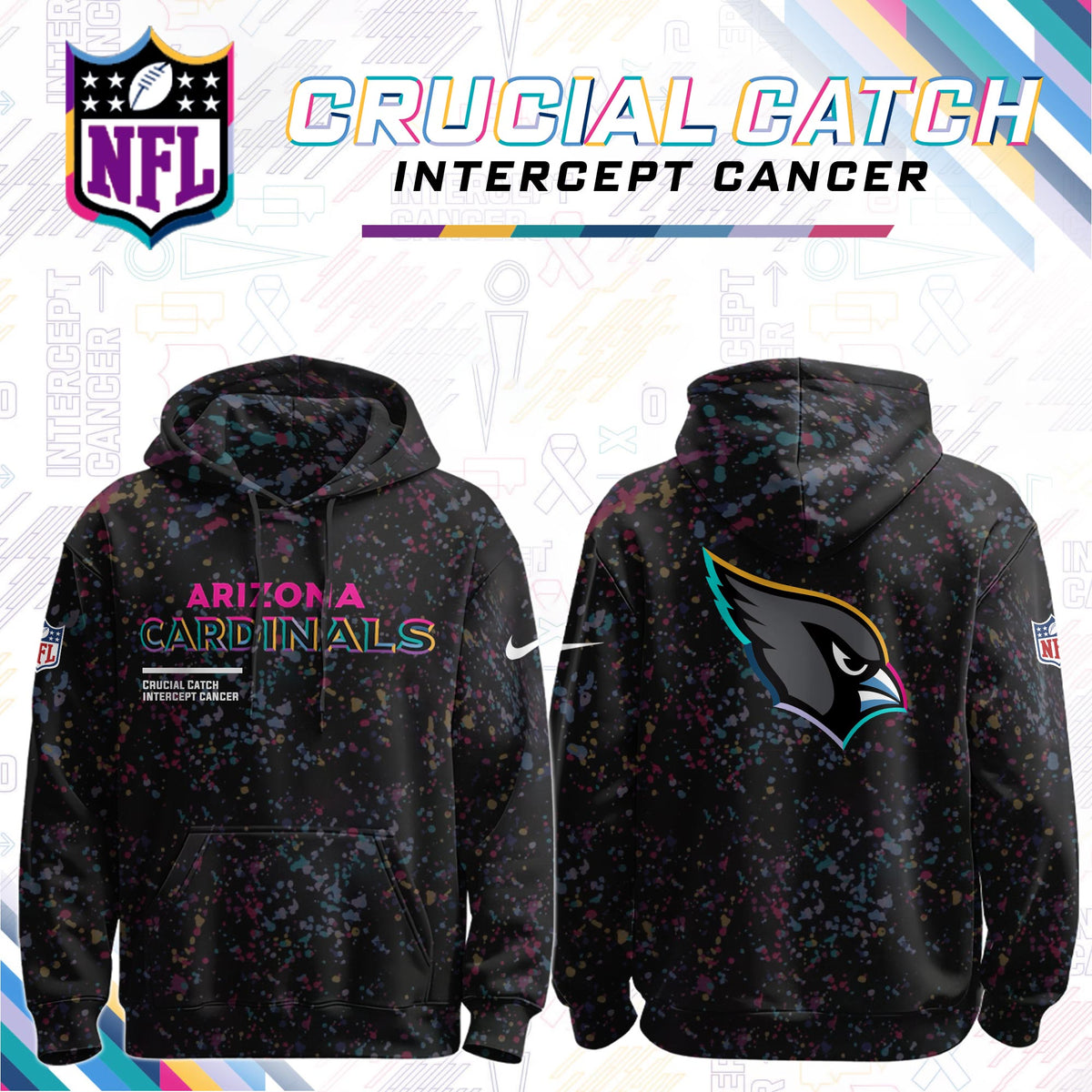 Men's Black Arizona Cardinals 2026 Crucial Catch Sideline Standard Issue Dri-FIT Pullover Hoodie