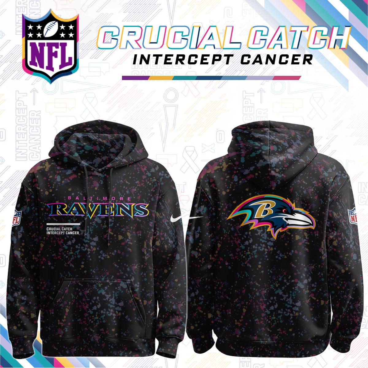 Men's Black Baltimore Ravens 2026 Crucial Catch Sideline Standard Issue Dri-FIT Pullover Hoodie
