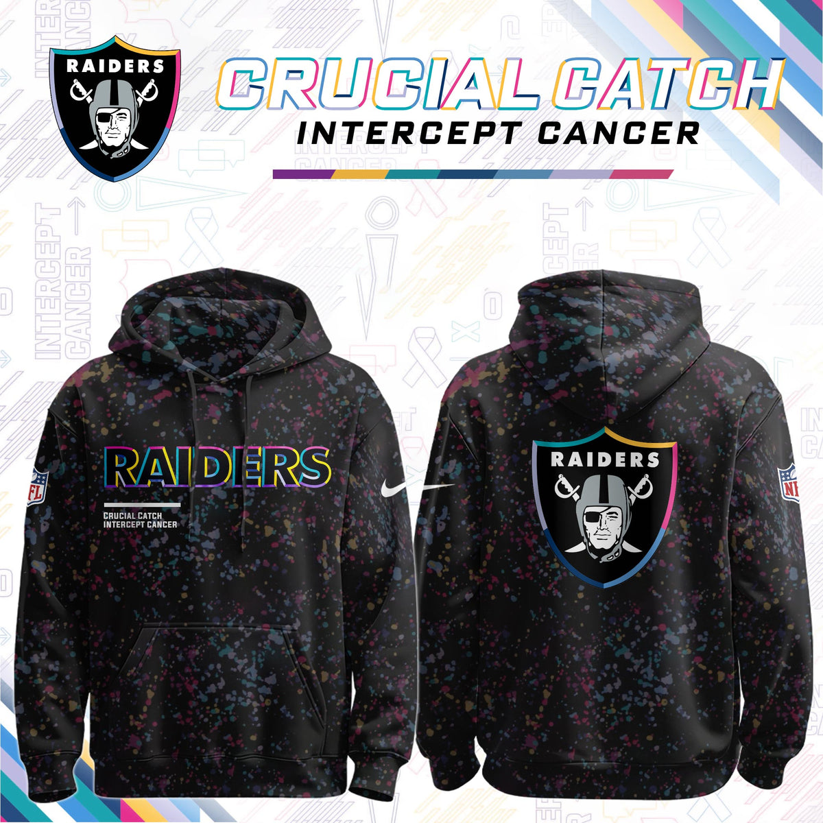 Men's Black Las Vegas Raiders 2026 Crucial Catch Sideline Standard Issue Dri-FIT Pullover Hoodie