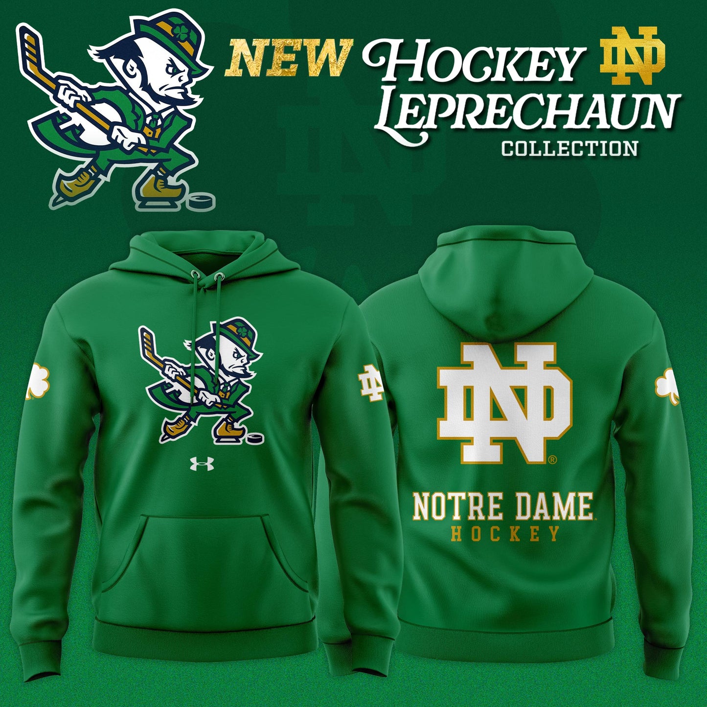 Notre Dame Fighting Irish Hockey Leprechaun Limited Editions Hoodie - Green