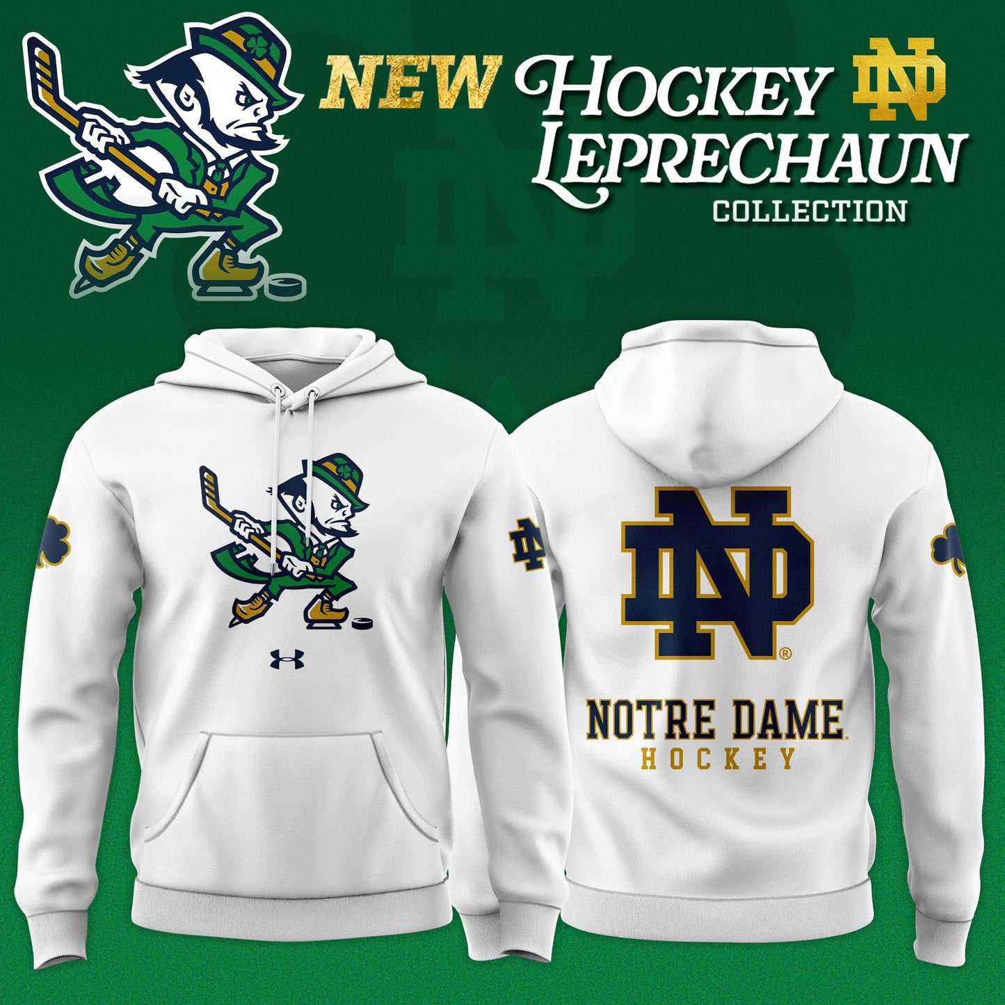 Notre Dame Fighting Irish Hockey Leprechaun Limited Editions Hoodie - White