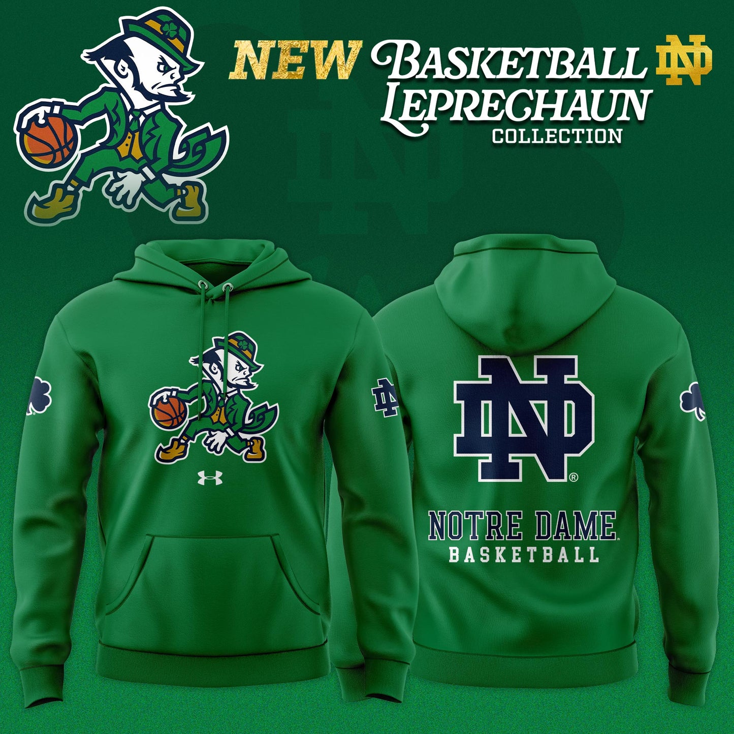 Notre Dame Fighting Irish Basketball Leprechaun Limited Editions Hoodie - Green