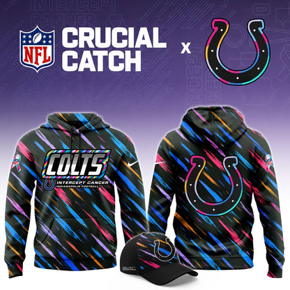 Men's Black Indianapolis Colts 2026 Crucial Catch Sideline Standard Issue Dri-FIT Pullover Hoodie