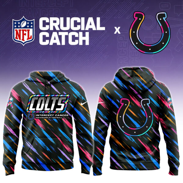 Men's Black Indianapolis Colts 2026 Crucial Catch Sideline Standard Issue Dri-FIT Pullover Hoodie