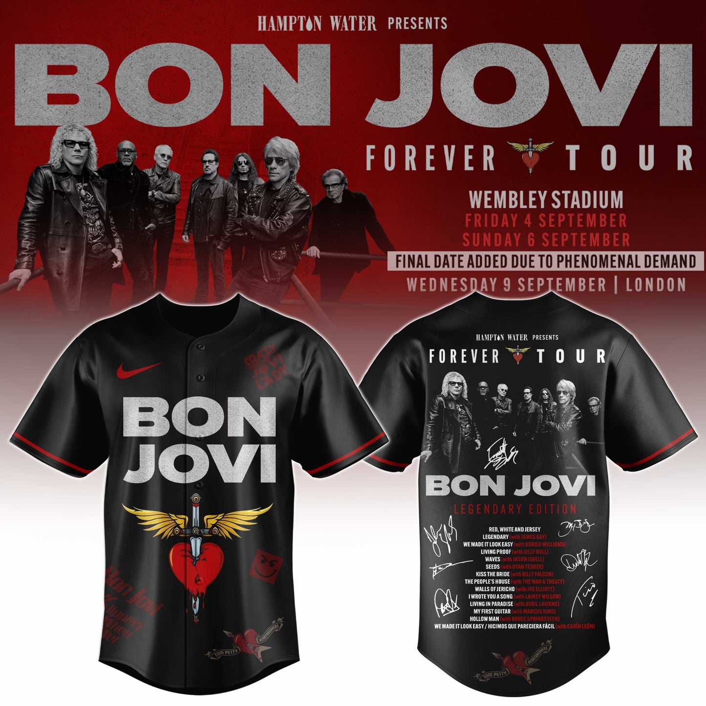 Bon Jovi The Forever Tour Limited Edition Jersey Fan Apparel