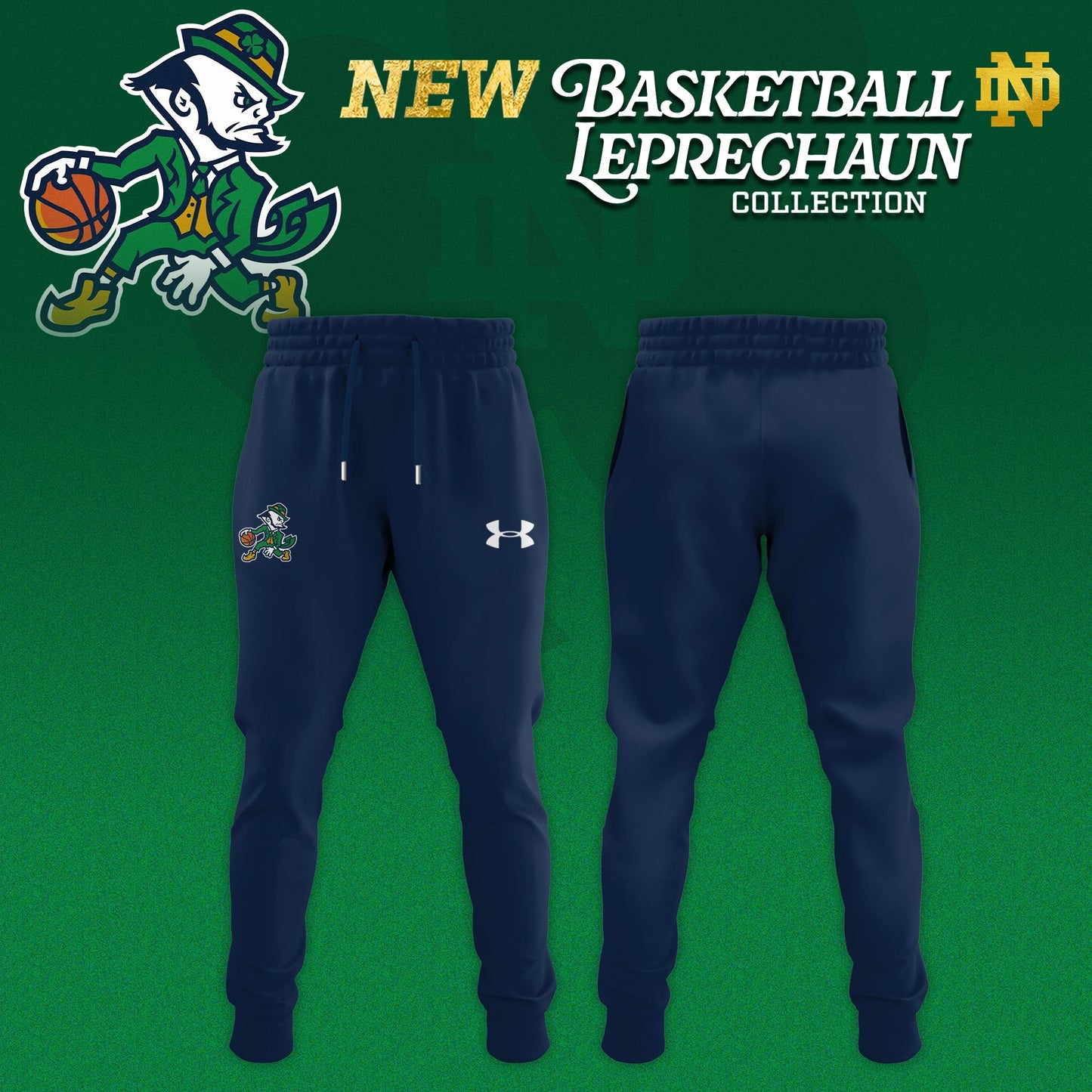 Notre Dame Fighting Irish Basketball Leprechaun Limited Editions Hoodie - Navy