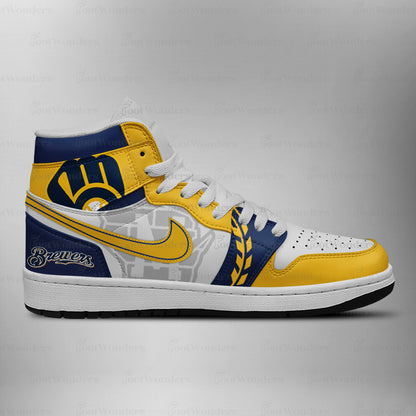 Milwaukee Brewers MLB AJ1 High Top Shoes | LA85