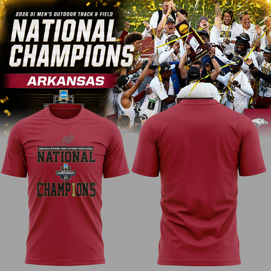 Razorbacks 2026 D1 Men's Outdoor Track & Field National Champions Shirt | ZA71