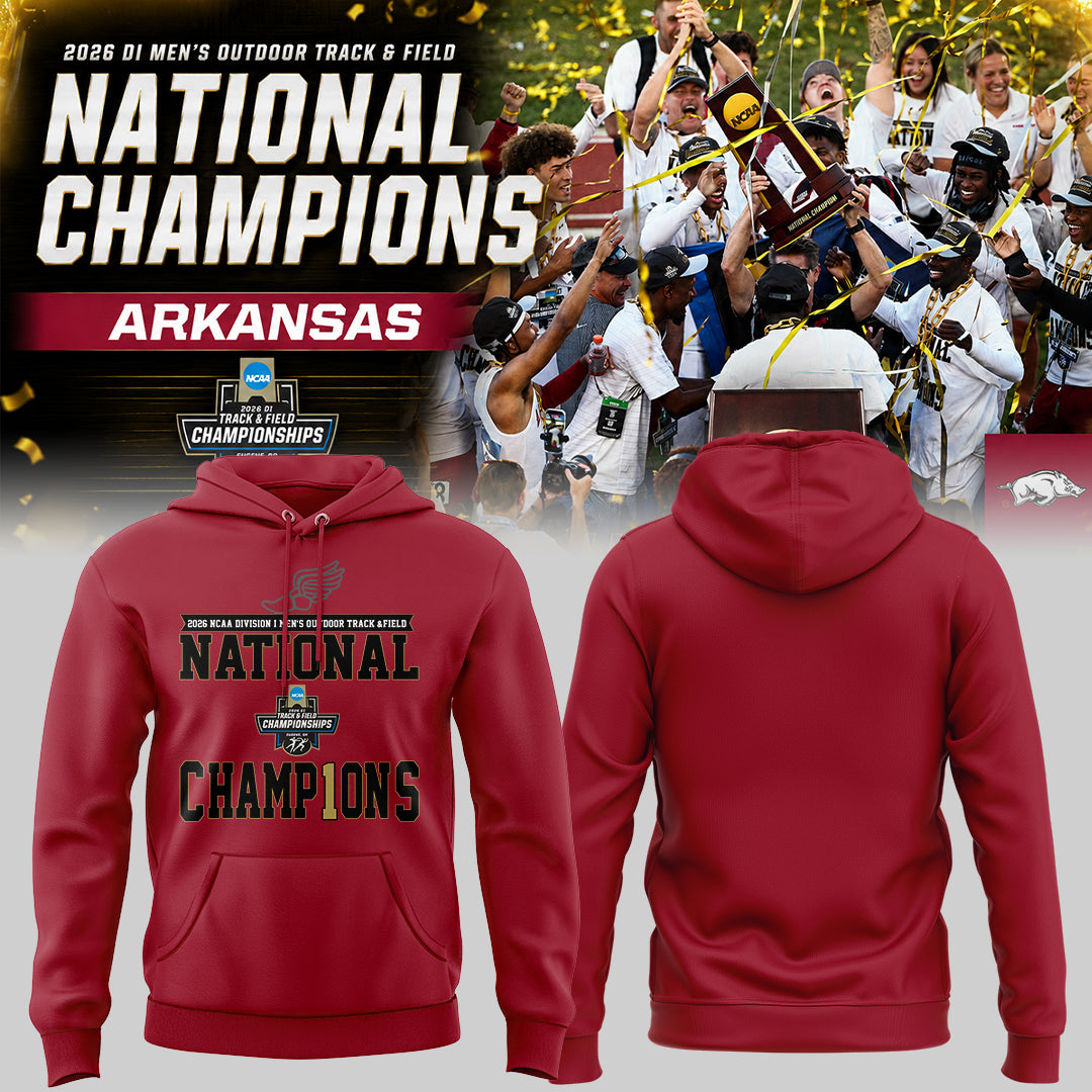 Razorbacks 2026 D1 Men's Outdoor Track & Field National Champions Hoodie | TS16