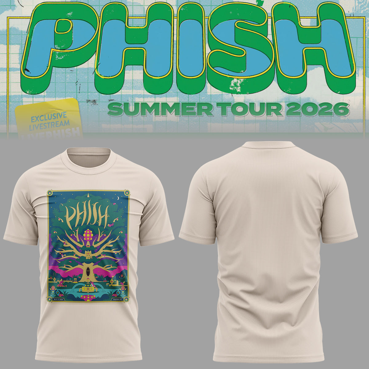 Limited Edition Phish Summer Tour 2026 Raleigh NC Graphic Shirt | LZ54