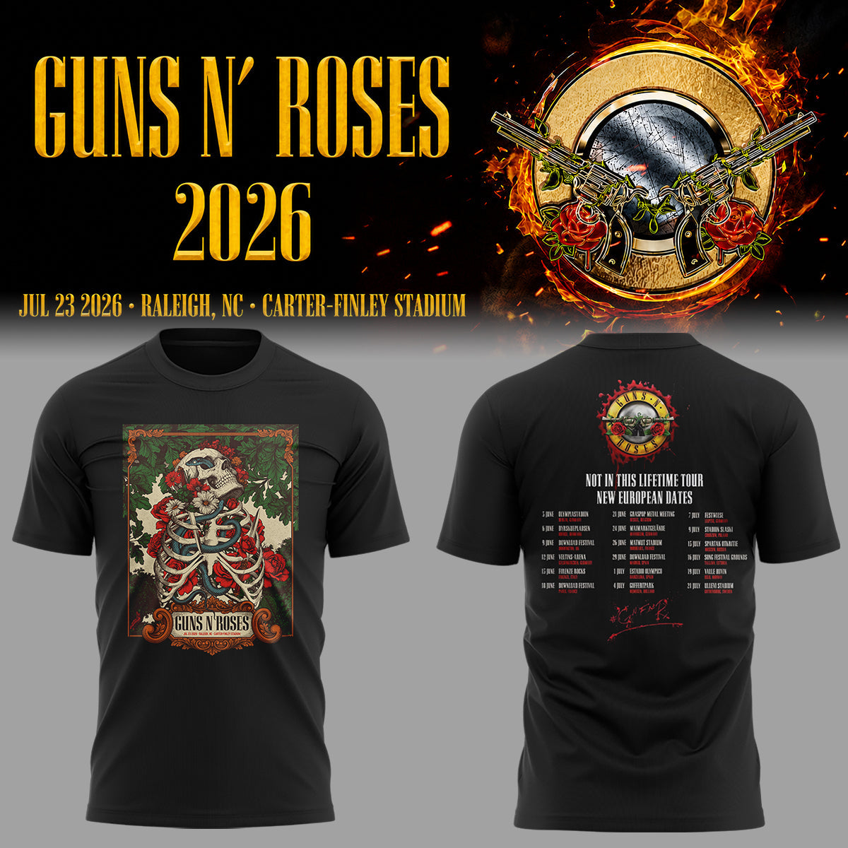 Limited Edition Guns N' Roses Tour 2026 TShirt | NL60