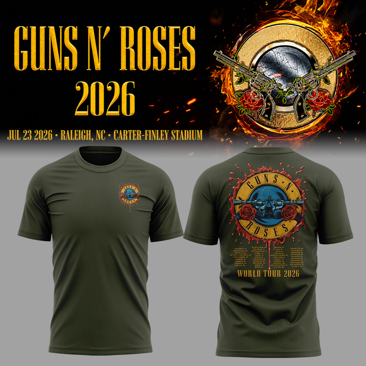 Limited Edition Guns N' Roses Tour 2026 TShirt | QH13