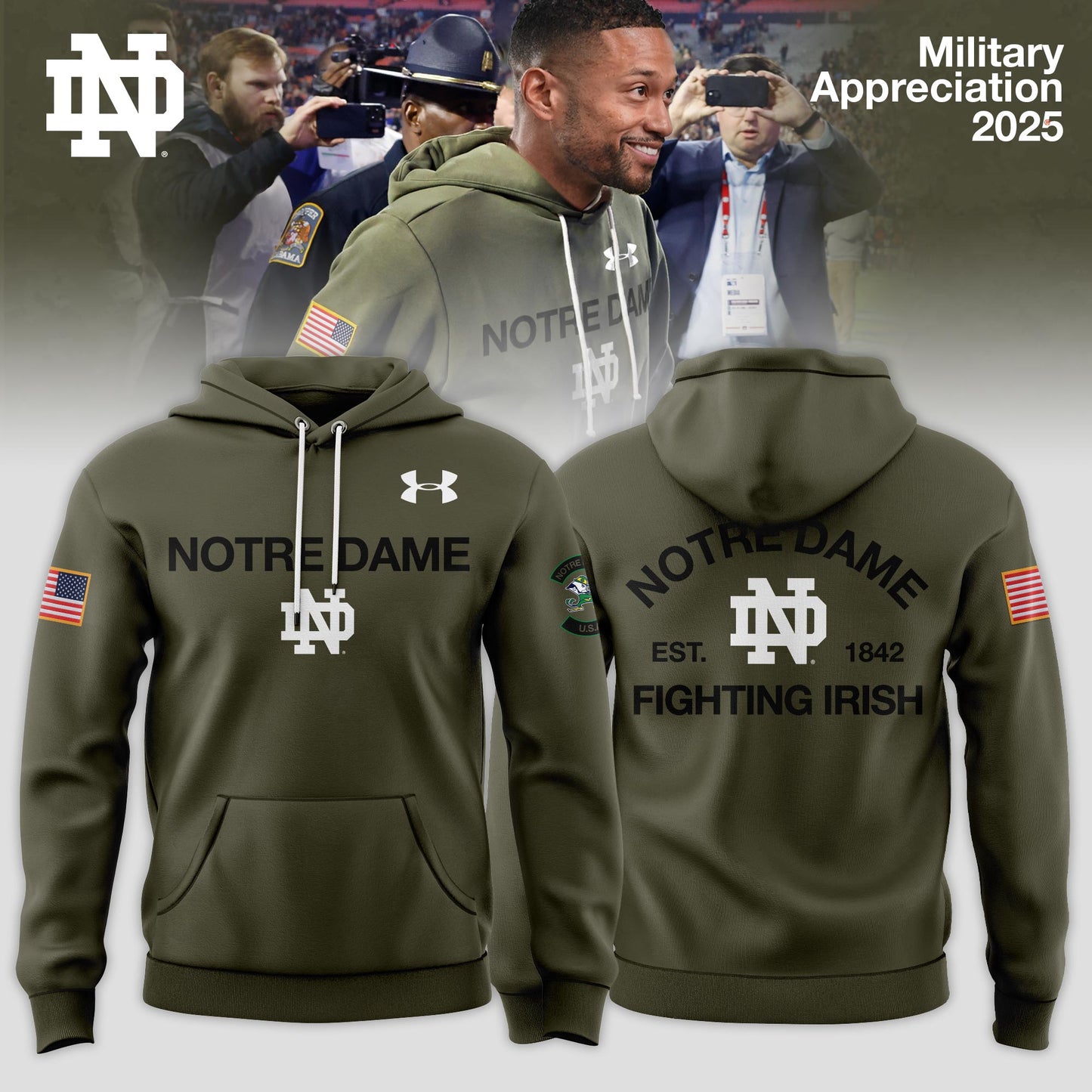 Notre Dame Fighting Irish 2025 Military Appreciation Limited Edition Hoodie