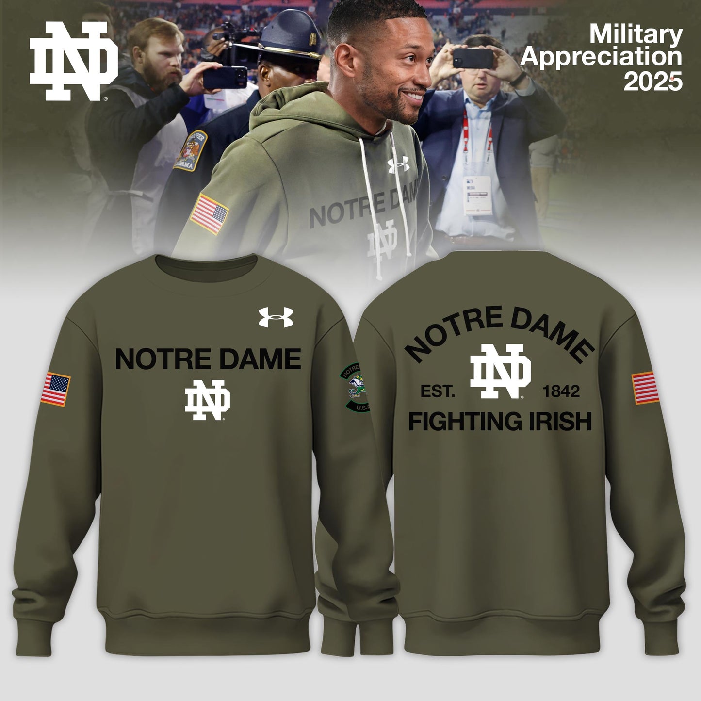 Notre Dame Fighting Irish 2025 Military Appreciation Limited Edition Sweatshirt