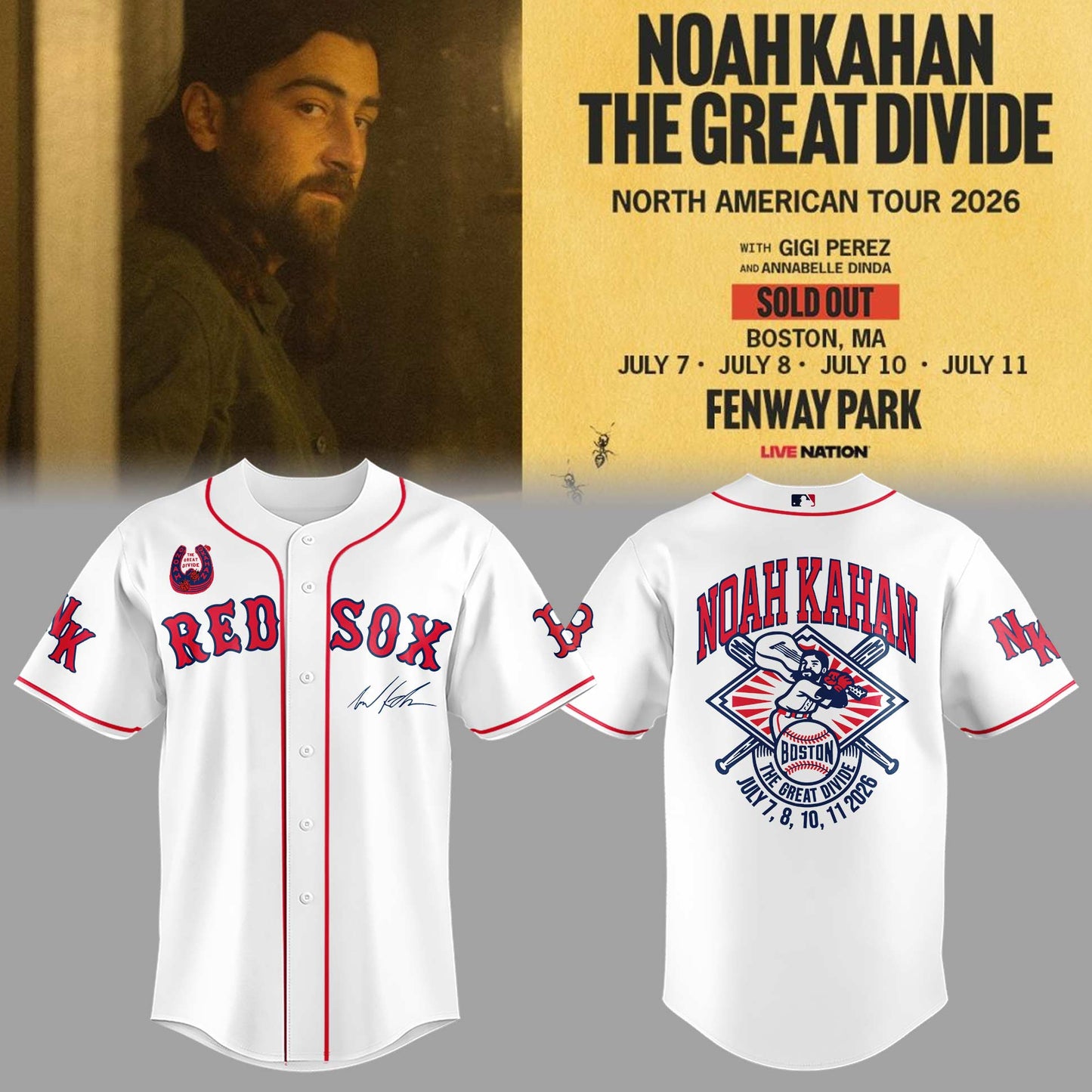 Limited Editon The Great Divide Tour At Fenway Park Boston Jersey | OD97