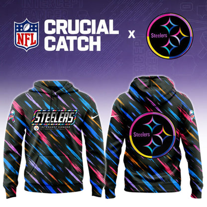 Men's Black Pittsburgh Steelers 2026 Crucial Catch Sideline Standard Issue Dri-FIT Pullover Hoodie