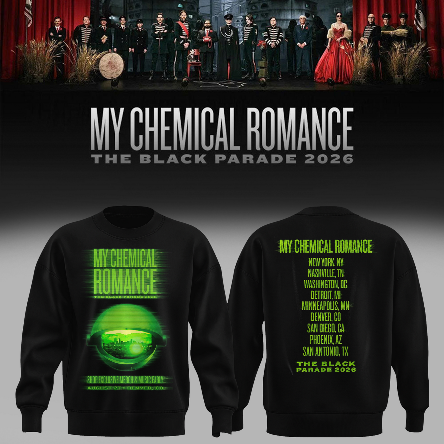 Limited Edition MCR Long Live The Black Parade Tour US 2026 At Denver Sweatshirt | SD29