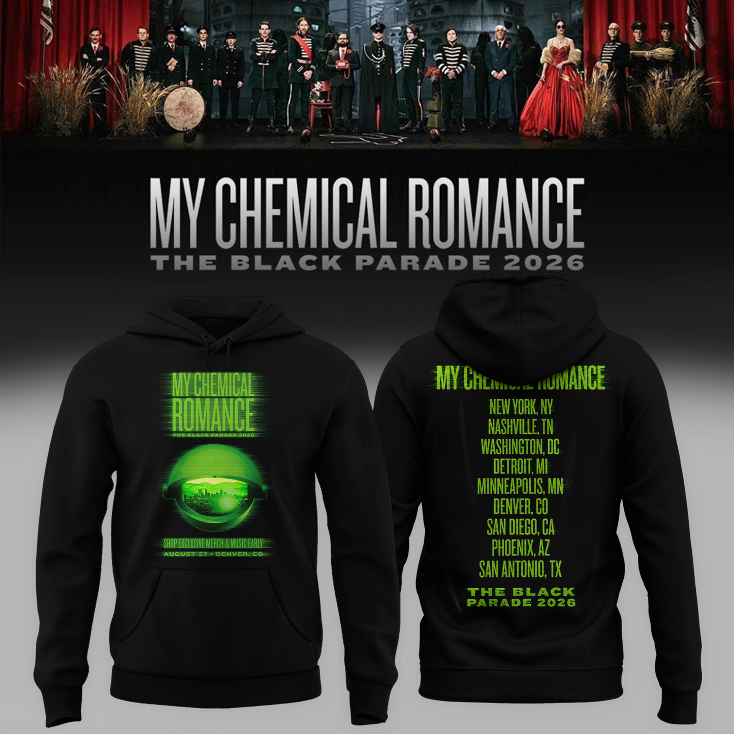 Limited Edition MCR Long Live The Black Parade Tour US 2026 At Denver Hoodie | ZS10