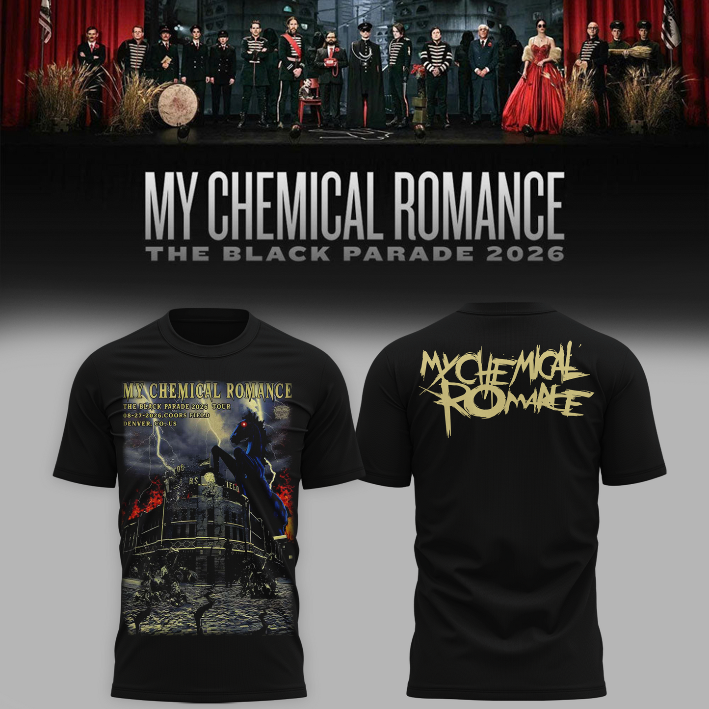 Limited Edition MCR Long Live The Black Parade Tour US 2026 At Denver Tshirt | BP91