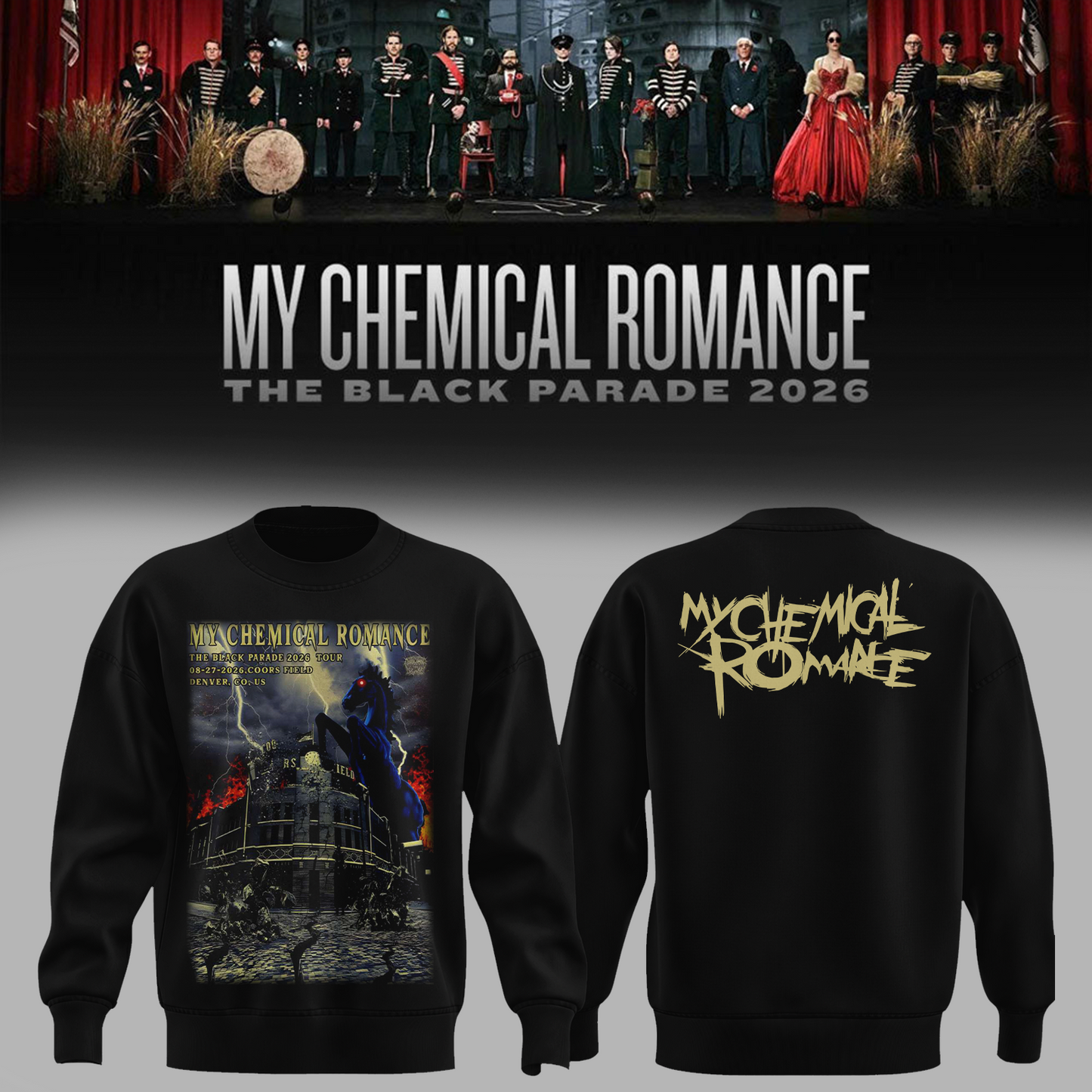 Limited Edition MCR Long Live The Black Parade Tour US 2026 At Denver Sweatshirt | NJ85