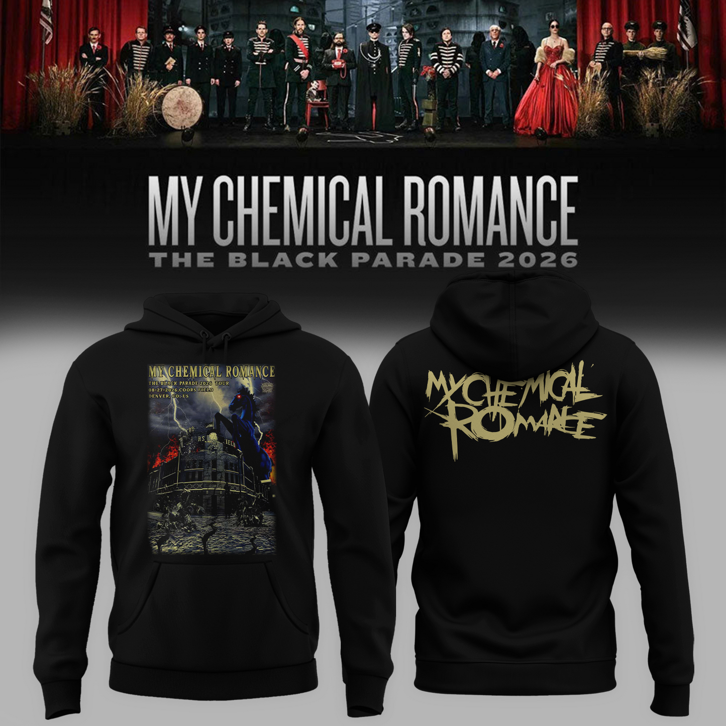 Limited Edition MCR Long Live The Black Parade Tour US 2026 At Denver Hoodie | AM95