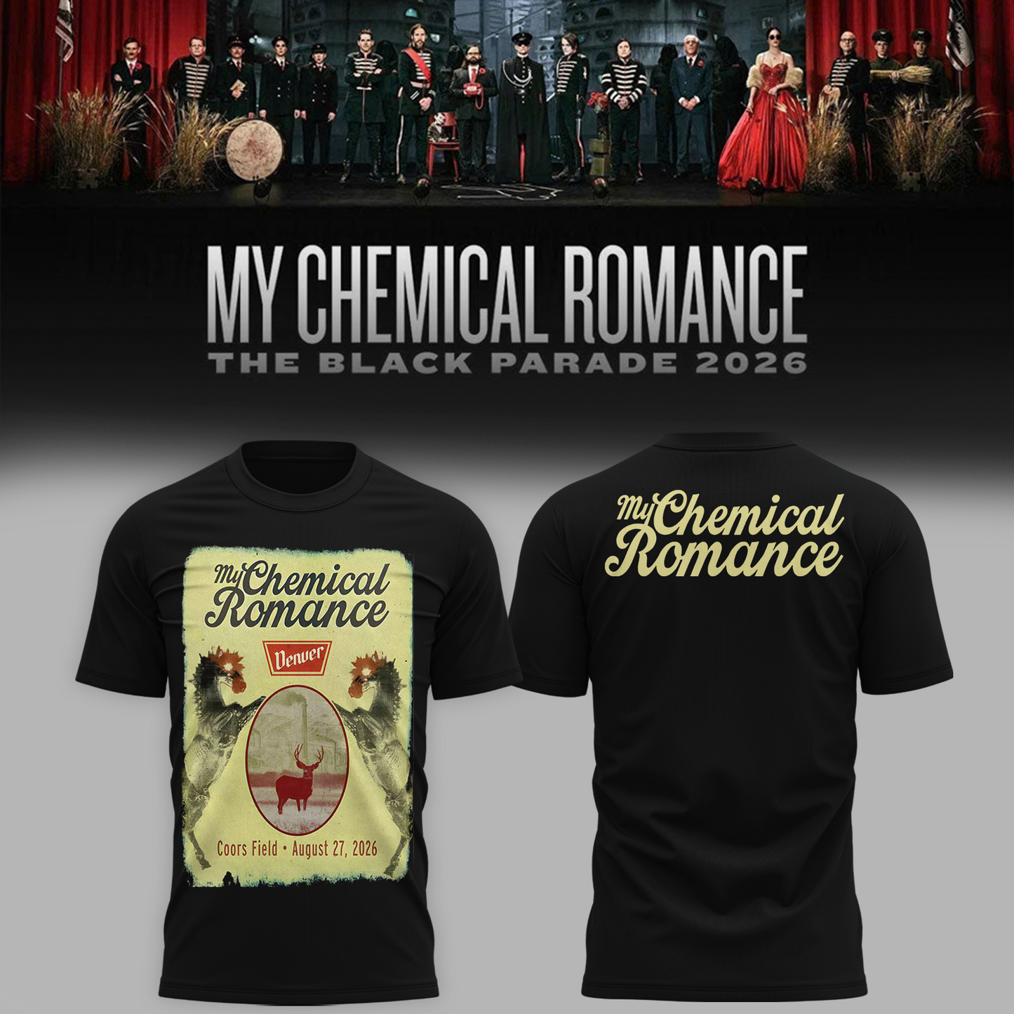 Limited Edition MCR Long Live The Black Parade Tour US 2026 At Denver Tshirt | NR36