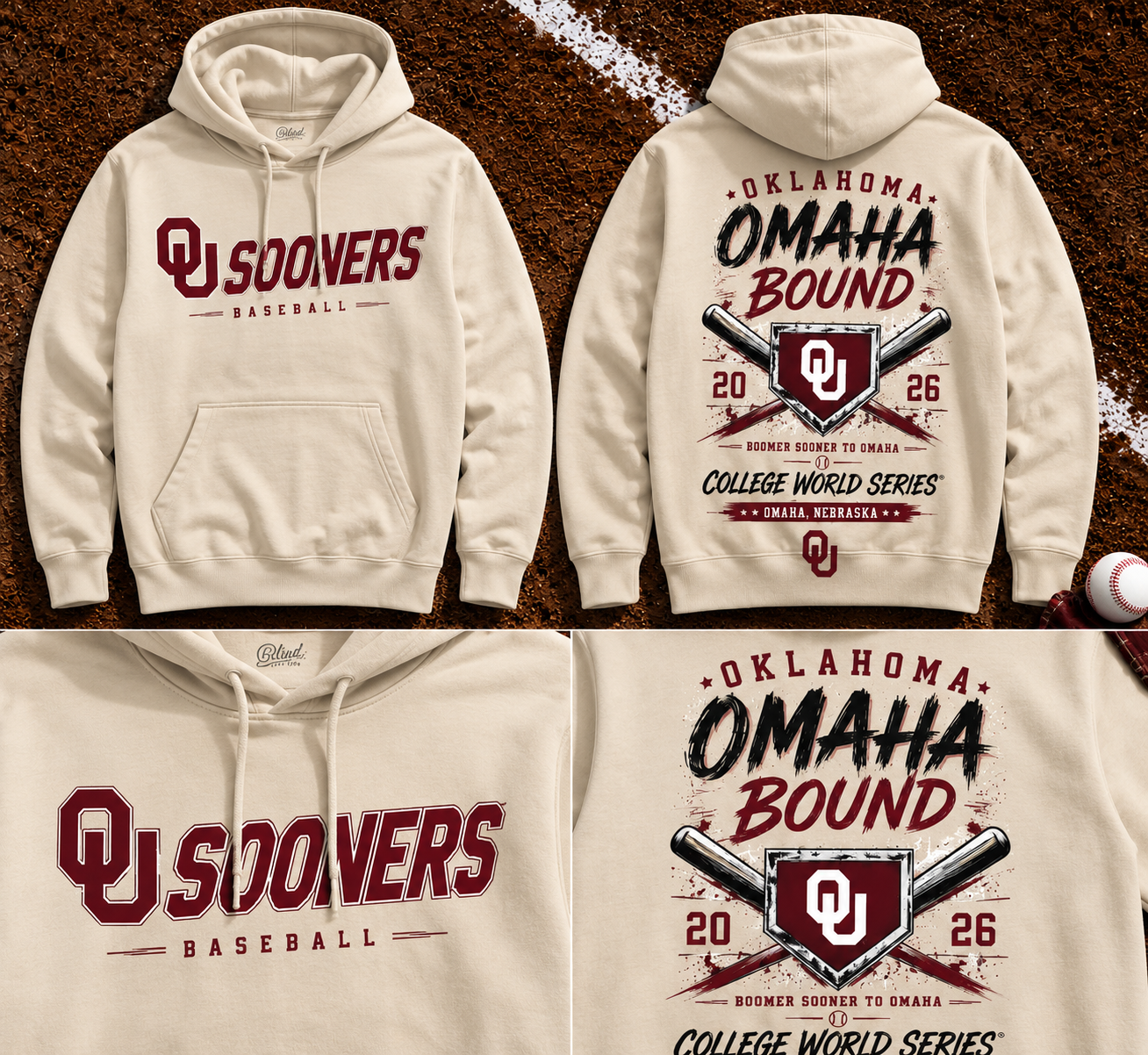 Oklahoma Sooners Baseball 2026 NCAA Baseball Men’s College World Series OMAHA Hoodie | ZX28