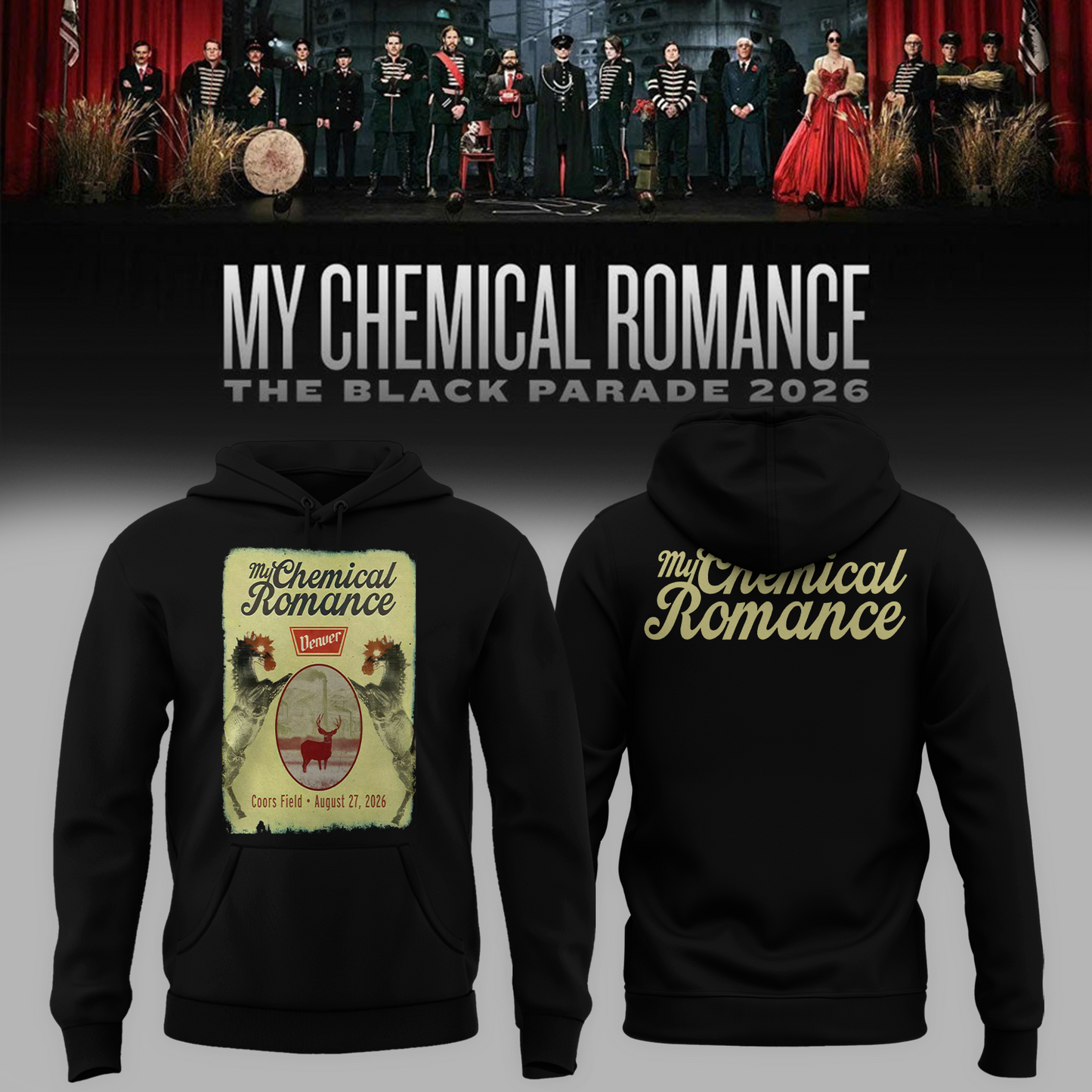 Limited Edition MCR Long Live The Black Parade Tour US 2026 At Denver Hoodie | SW24