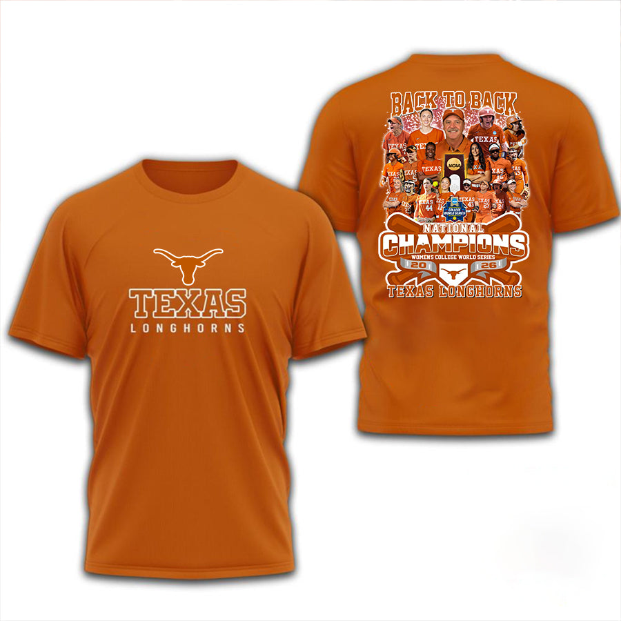 Limited Edition -Texas Longhorns Softball 2026 Champions 3D Unisex T-Shirt | PU64