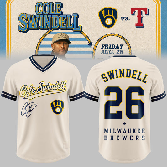 Cole Swindell x Milwaukee Brewers 3D All-Over Print Football Jersey V2