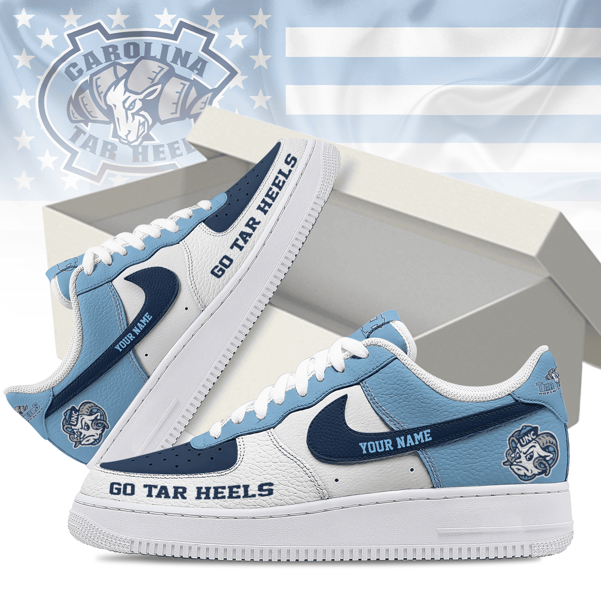North Carolina Tar Heels | Premium AF1 Shoes Limited Edition