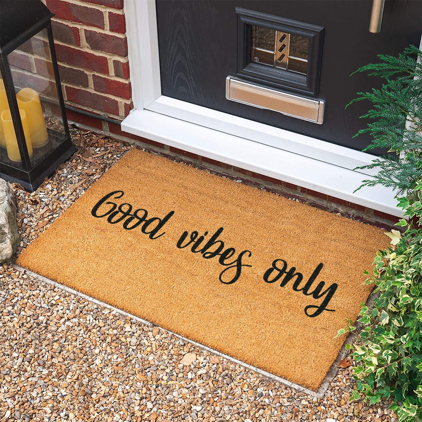 Good Vibes Only Doormat: Personalized Coconut Welcome Mat