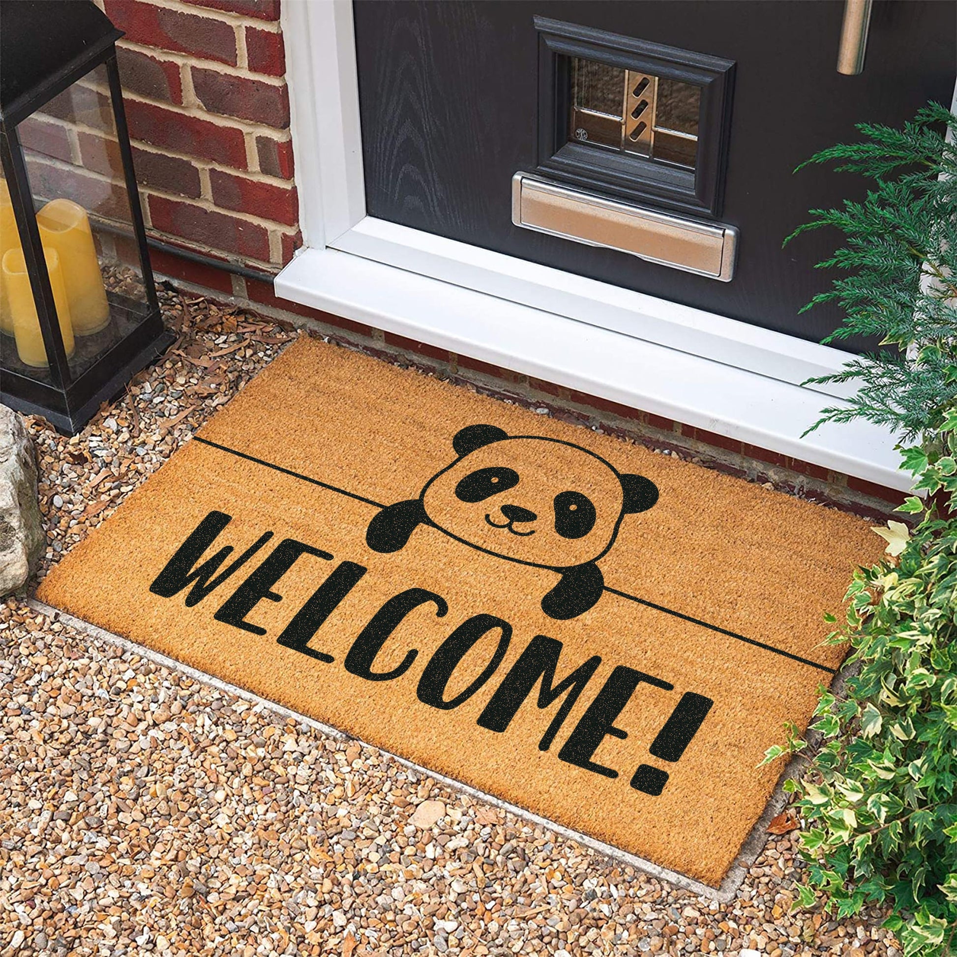 Panda Welcome Doormat: Personalized Coconut Fiber Mat